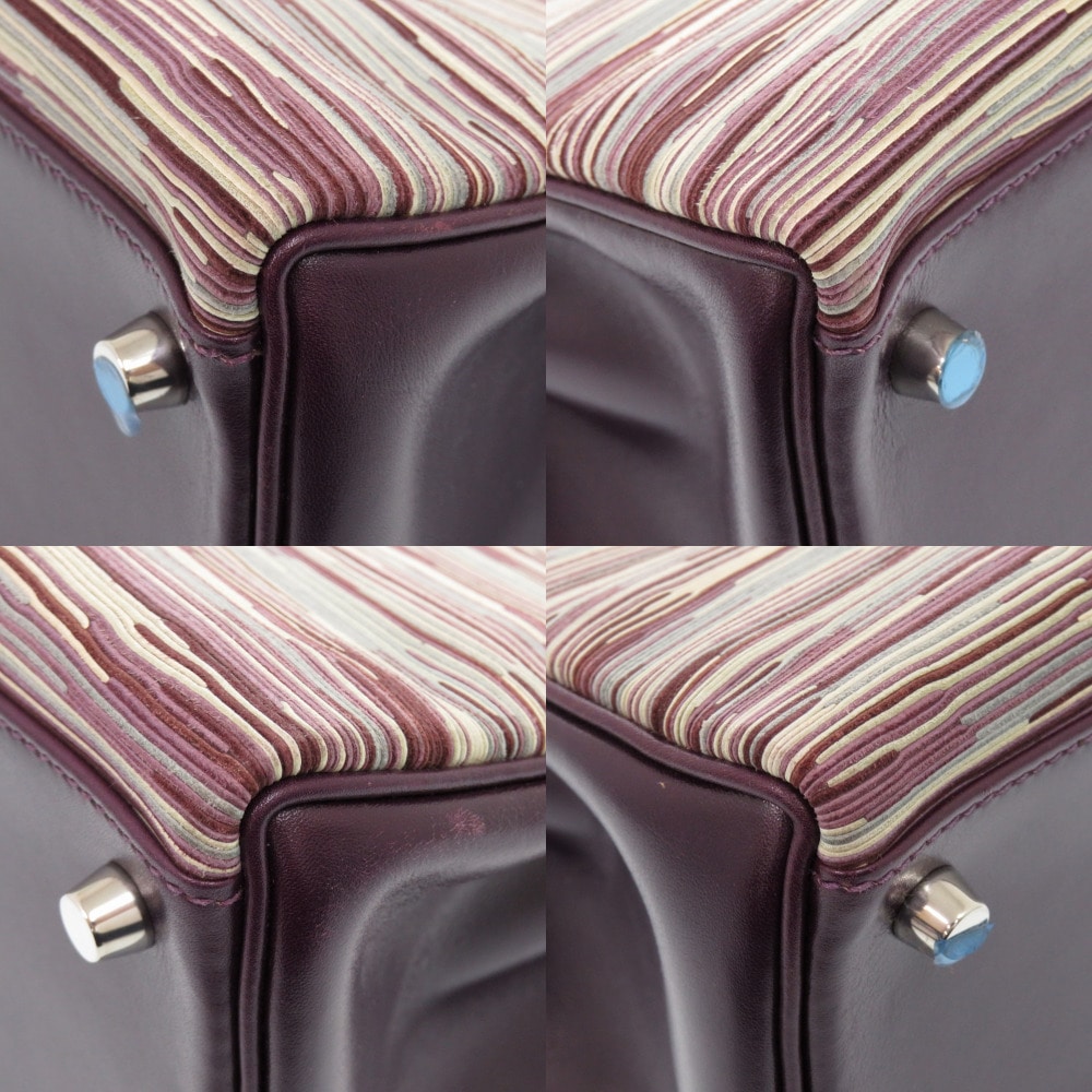 美品 ケリー32 内縫い ヴィブラート ハンドバッグ ヴィブラート/ボックスカーフ レザン J刻印 0162【中古】 レディース