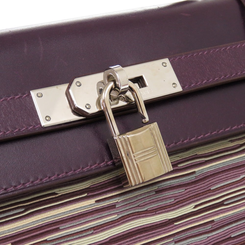 美品 ケリー32 内縫い ヴィブラート ハンドバッグ ヴィブラート/ボックスカーフ レザン J刻印 0162【中古】 レディース