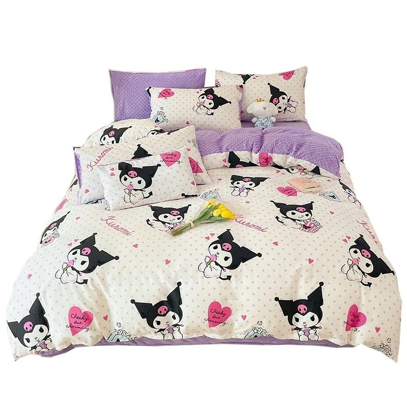 サンリオ純綿プラスベルベット4ピース漫画kt猫純綿ビーニー学生スリーピースベッドシーツとキルトカバー サンリオ純綿プラスベルベット4ピース漫画kt猫純綿ビーニー学生スリーピースベッドシーツとキルトカバー