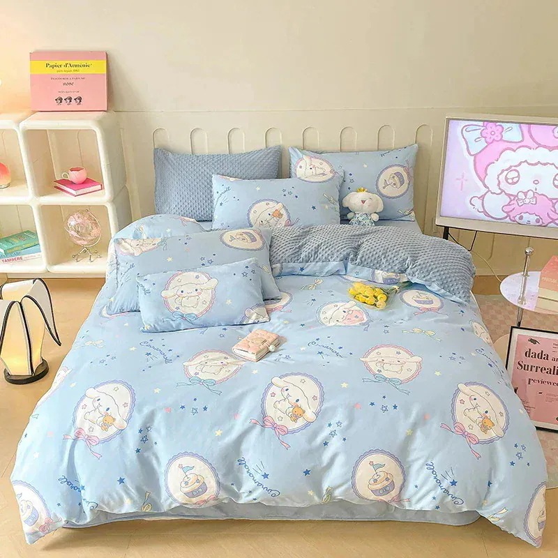 サンリオ純綿プラスベルベット4ピース漫画kt猫純綿ビーニー学生スリーピースベッドシーツとキルトカバー サンリオ純綿プラスベルベット4ピース漫画kt猫純綿ビーニー学生スリーピースベッドシーツとキルトカバー