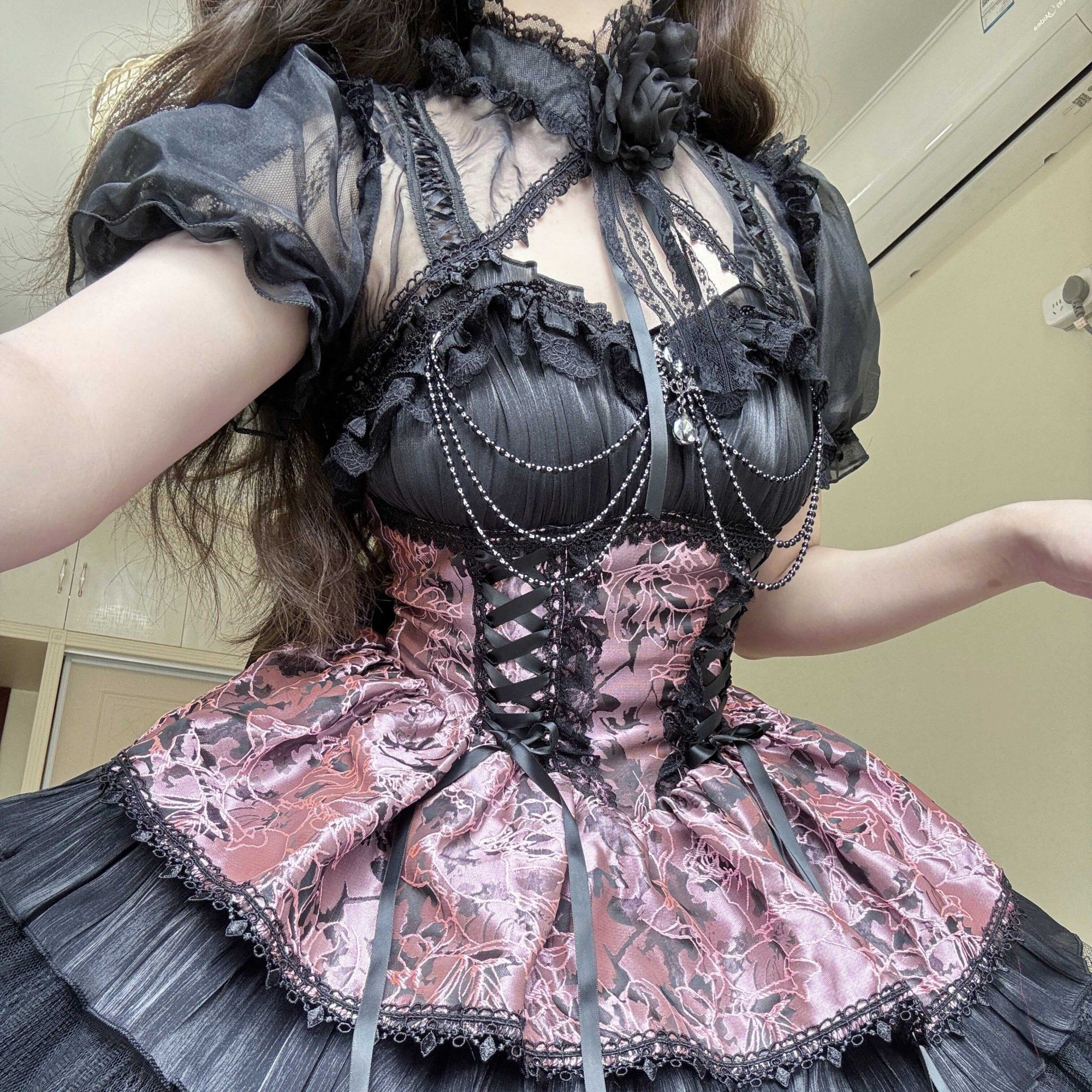 コスプレドレス Lolita 洋服 ダーク系 jsk キャミソールワンピース 韓国 花嫁 茶会
