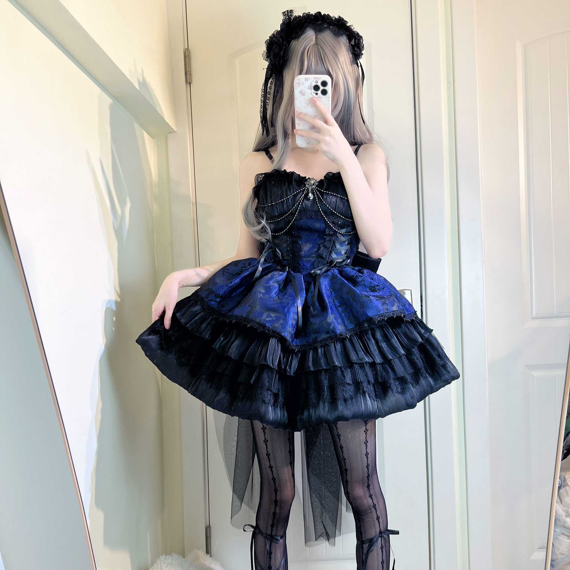コスプレドレス Lolita 洋服 ダーク系 jsk キャミソールワンピース 韓国 花嫁 茶会
