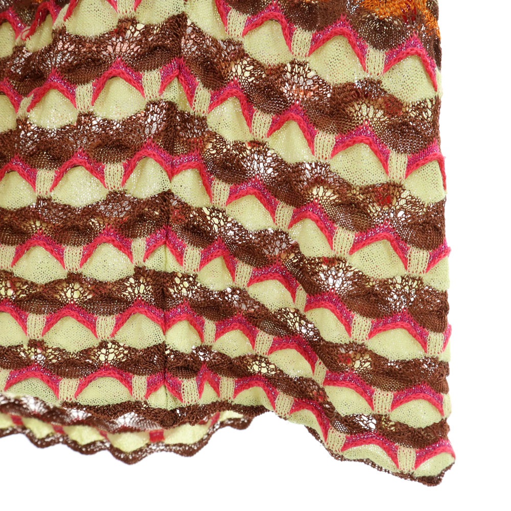 イタリア製 ボーダー柄 ノースリーブ ニット ワンピース 42 ブラウン 他 レディース