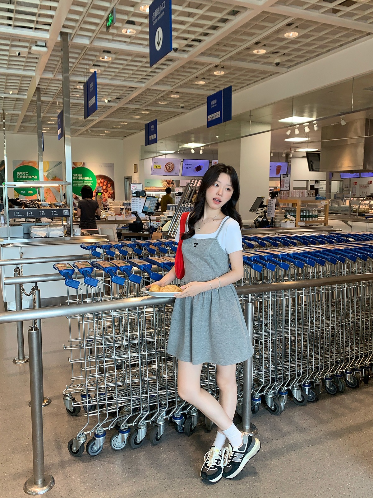 韓国系 偽2件 チョッキ着 つり革 ワンピース 女 じゅんしょく 休暇を過ごす Tシャツ ロングスカート