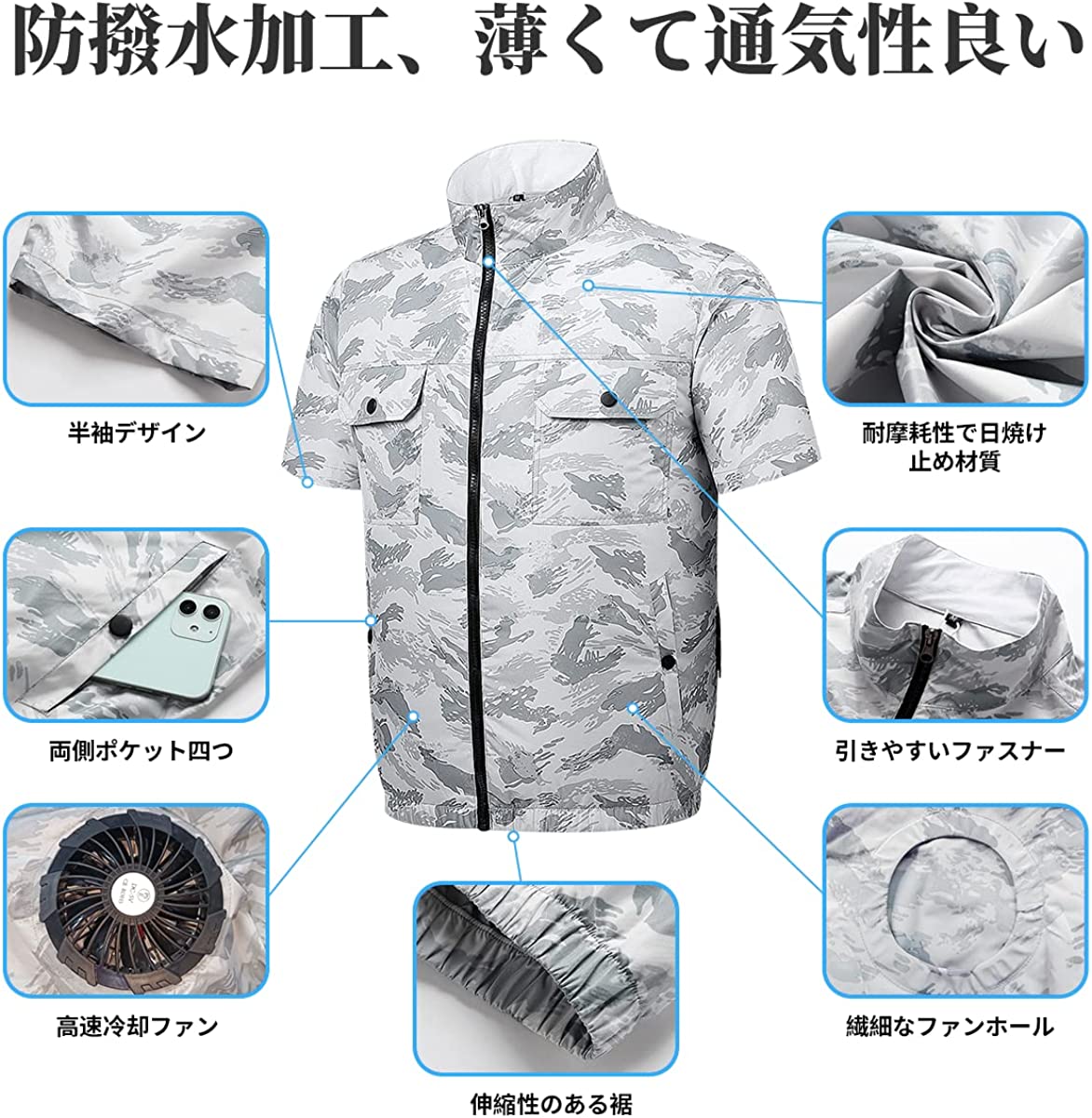 マラソン10%off 2024新 空調作業服 2個日本発の冷却技術ファン 付き -12℃ 瞬間冷却 3段階風量調節 空調ウェア 作業服 半袖 夏用 速乾 空調 服 超軽量い夏服 熱中症対策 冷却服 U