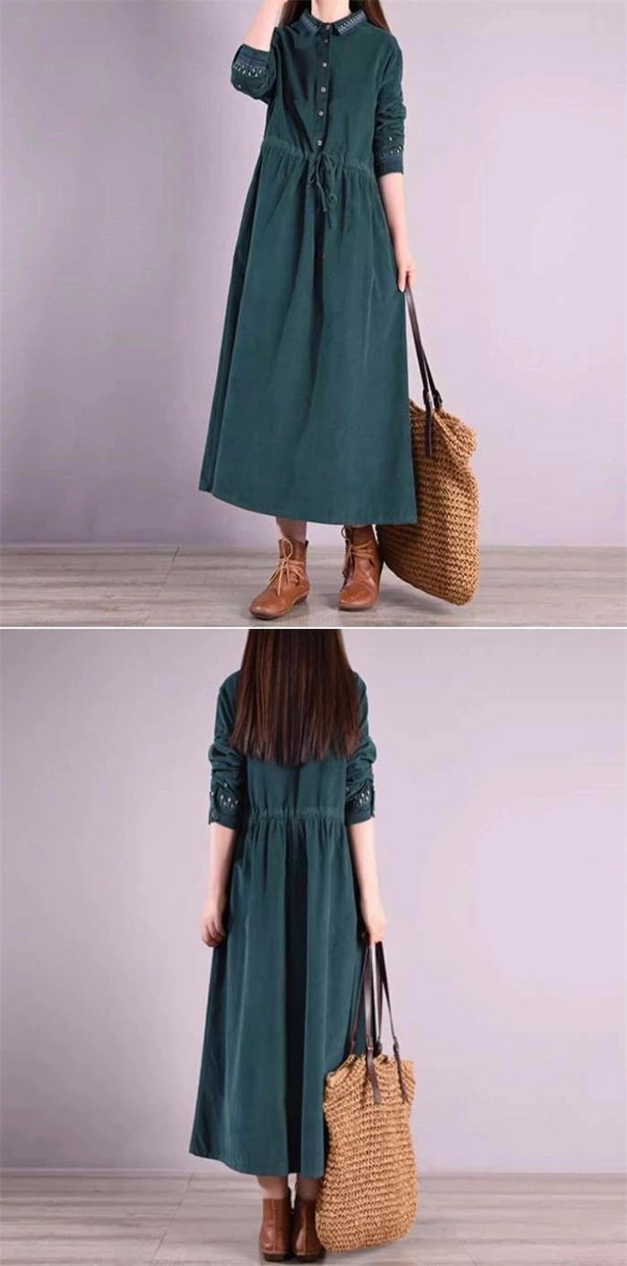 即納 コーデュロイ ワンピース レディース 刺繍 ロング 長袖 コーデュロイワンピース ゆったり 着痩せ ウエストリボン 秋冬 レトロ きれいめ 通勤 オフィス エレガント 着回し 大人 カジュアル 即納 コーデュロイ ワンピース レディース 刺繍 ロング 長袖 コーデュロイワンピース ゆったり 着痩せ ウエストリボン 秋冬 レトロ きれいめ 通勤 オフィス エレガント 着回し 大人 カジュアル