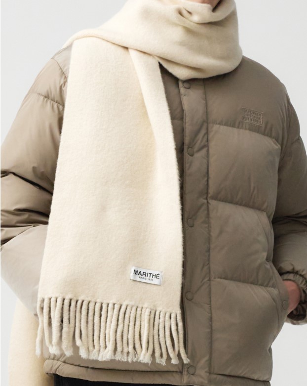 marithe francois girbaud REGULAR LOGO FUZZY KNIT MUFFLER 2colors クリスマスプレゼント 韓国ショール