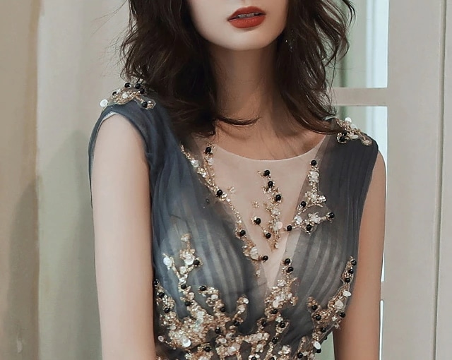 イブニングドレス スパンコールドレス キラキラドレス ロングドレス ノースリーブ 発表会ドレス チュール 編み上げ 演奏会ドレス キレイめ パーティードレス 二次会ドレス お呼ばれドレス