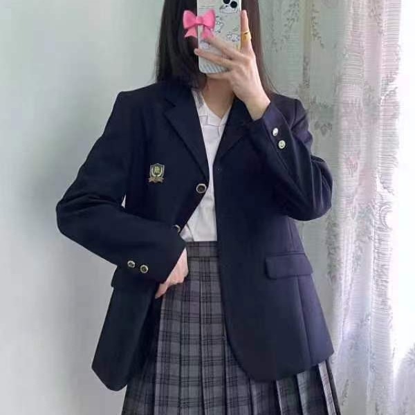 秋冬太いmmの女性用大きいサイズコート本草中jk制服ブレザー女性用オリジナルカレッジ風学生服