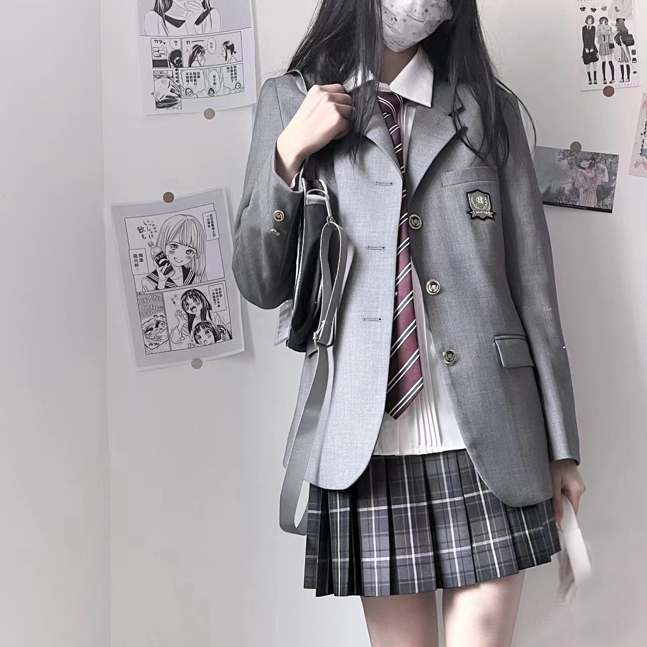 秋冬太いmmの女性用大きいサイズコート本草中jk制服ブレザー女性用オリジナルカレッジ風学生服