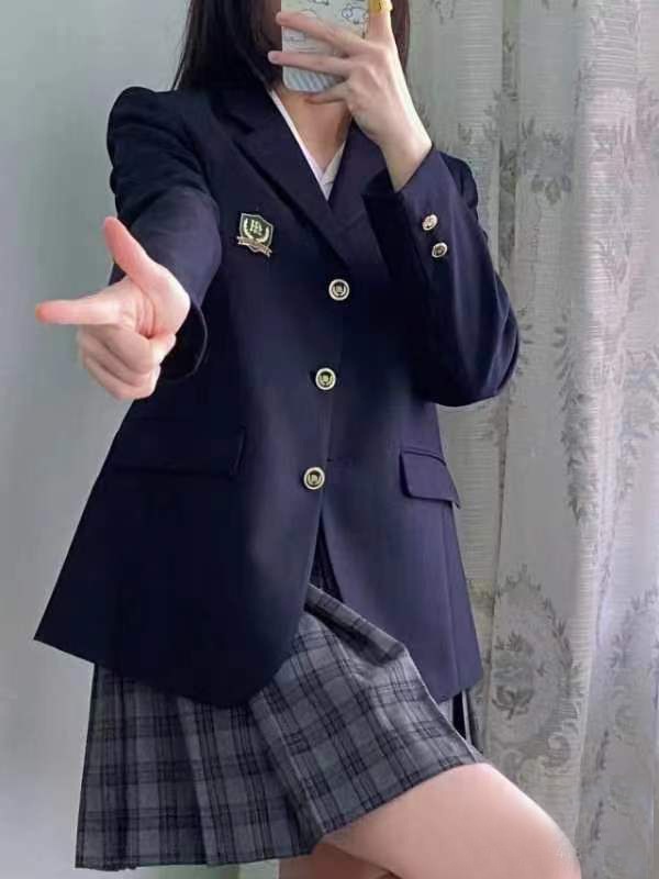 秋冬太いmmの女性用大きいサイズコート本草中jk制服ブレザー女性用オリジナルカレッジ風学生服