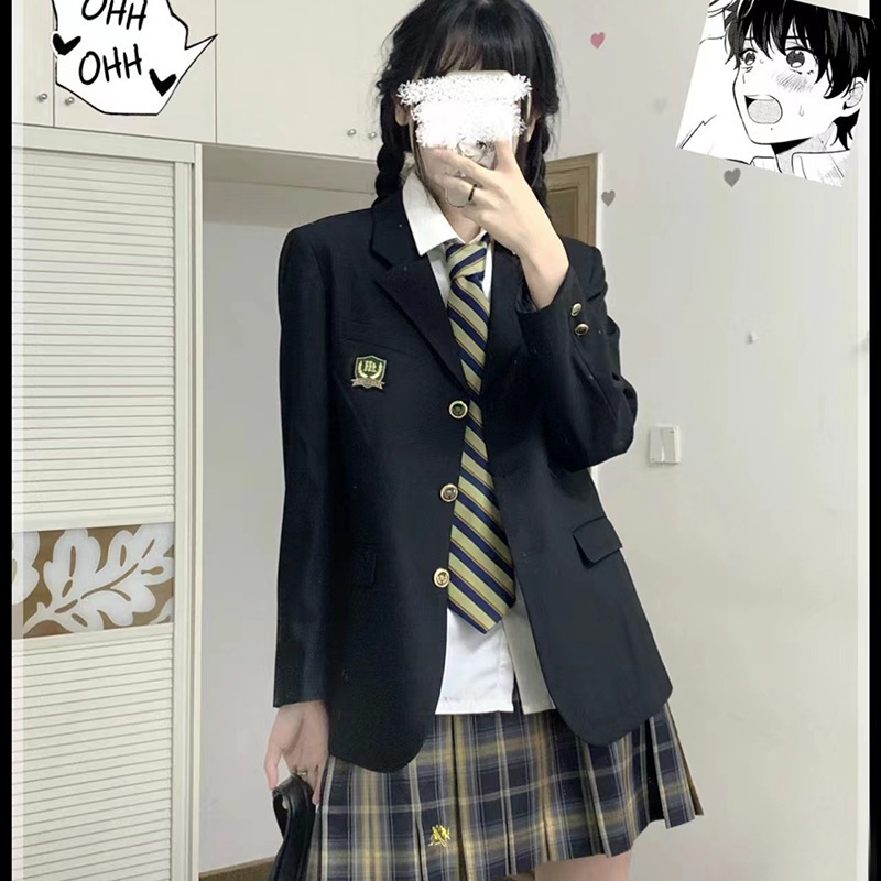 秋冬太いmmの女性用大きいサイズコート本草中jk制服ブレザー女性用オリジナルカレッジ風学生服
