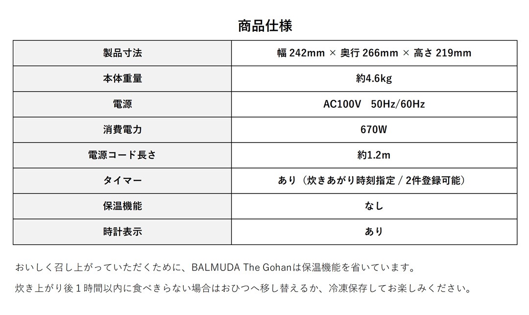 BALMUDA バルミューダ The Gohan K08A-WH ホワイト 炊飯器 3合炊 キッチン家電 BALMUDA バルミューダ The Gohan K08A-WH ホワイト 炊飯器 3合炊 キッチン家電