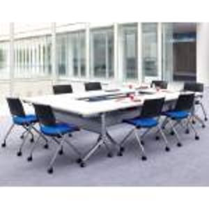 ジョインテックス 会議イス FJC-K5A ブルー 肘付