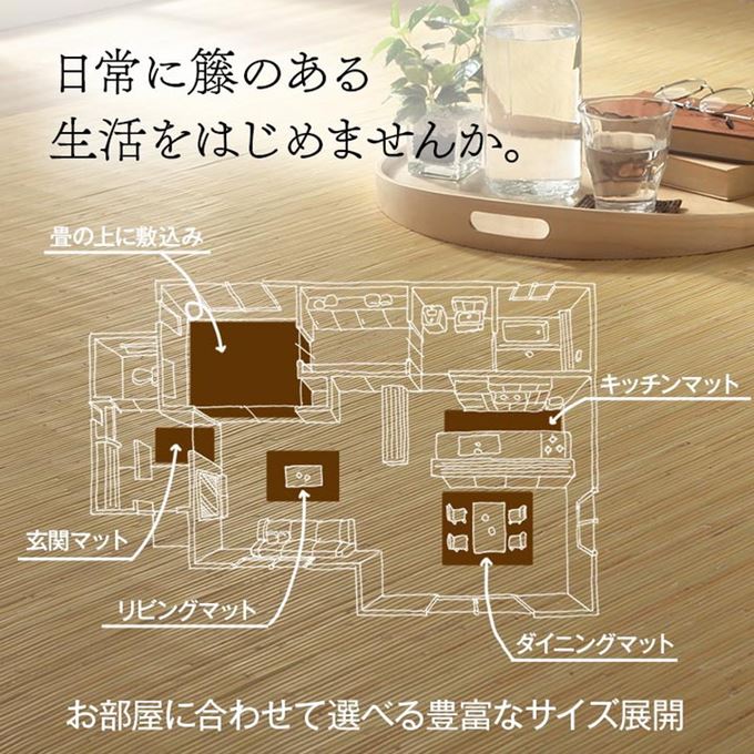 籐ラグ リビングマット 高級手織 ラタン製 長方形 80x150cm 籐むしろ ひんやり 自然素材 アジアン