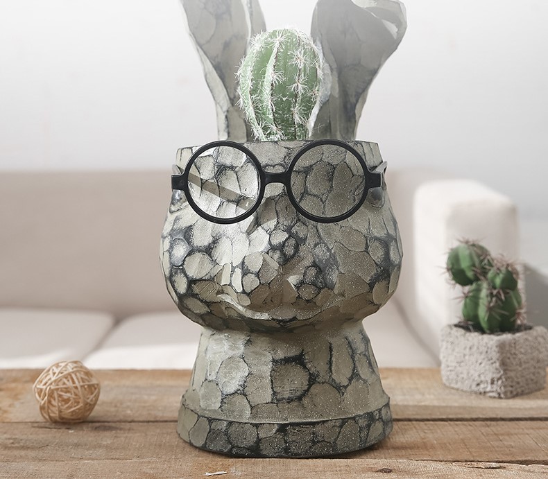 ウサギ型 多肉植物向けの植木鉢オブジェ
