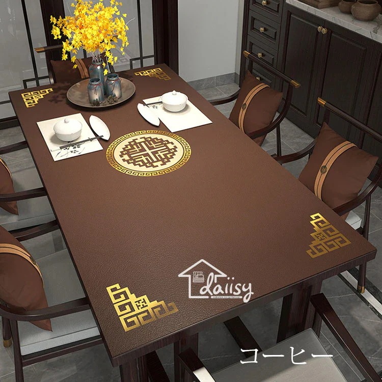 (XRELEX)90*180cm テーブルマット 中国風 おしゃれ テーブルクロス PU革生地 テーブルセッティング 四角形 長方形 プリント テーブルマット 防水防油耐熱 傷防止 汚れ防止 お手入れ