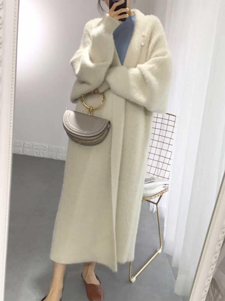 レディースコート ロング丈 フェイクファー ボリューム袖 l アウター 上着 羽織もの ゆったり 防寒 暖かい 冬 大人可愛い きれいめ シンプル カジュアル 大人 おしゃれ お洒落 大人女子 ル