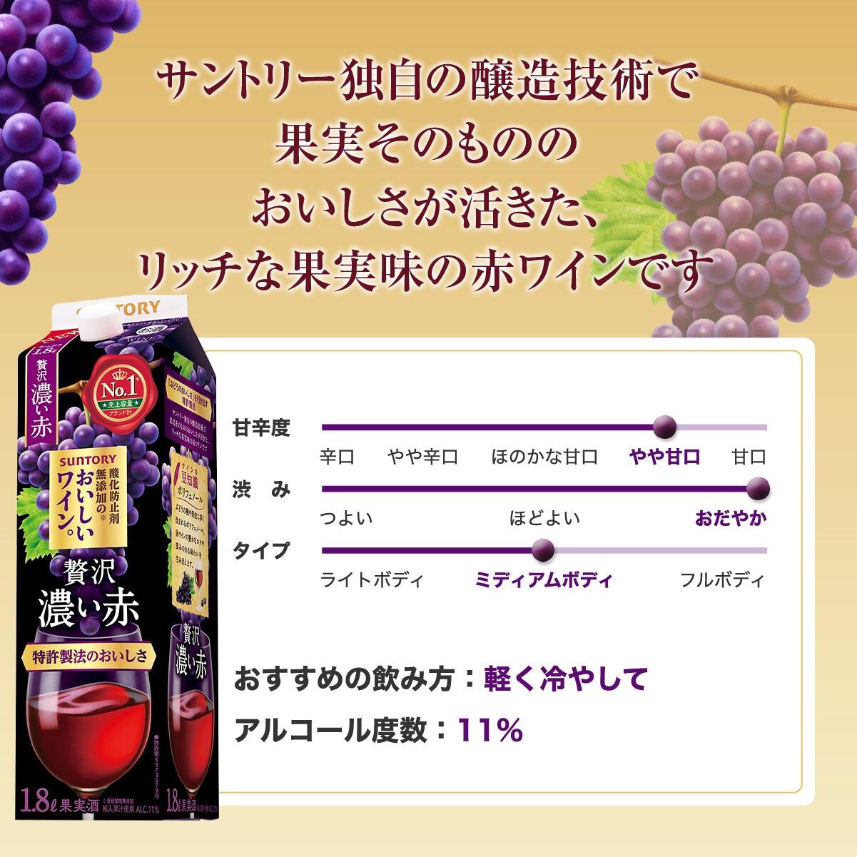 【送料無料】サントリー 酸化防止剤無添加のおいしいワイン 濃い赤 パック 1800ml 1.8L×12本 【送料無料】サントリー 酸化防止剤無添加のおいしいワイン 濃い赤 パック 1800ml 1.8L×12本