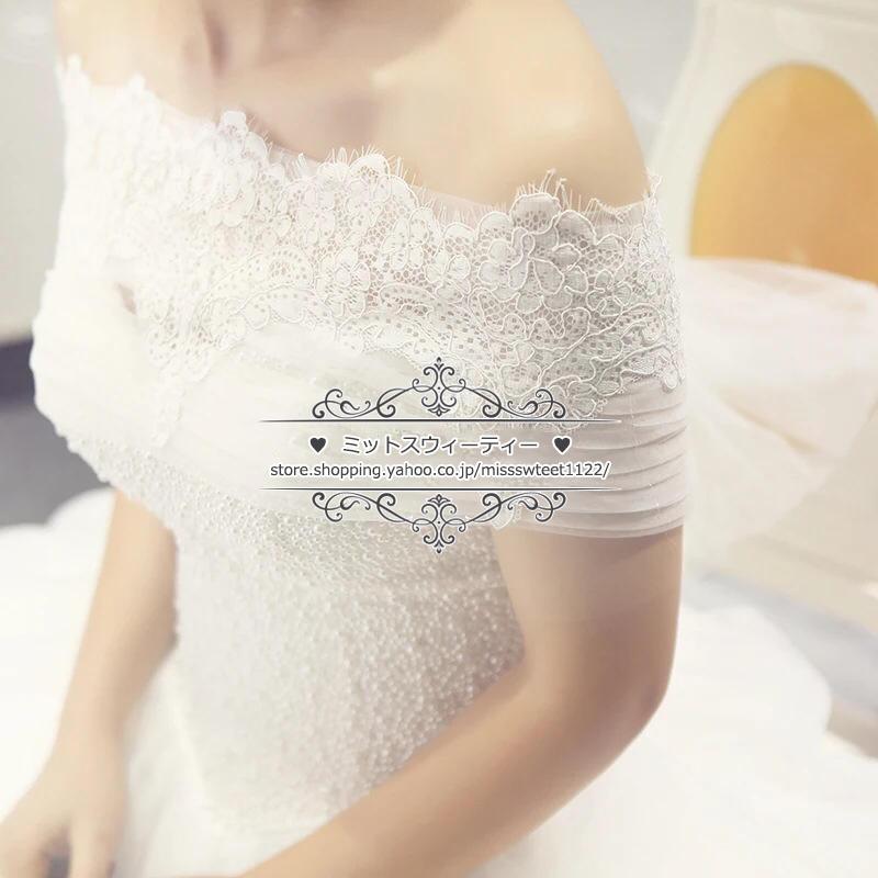 ウェディング ショール リボン 結婚式 花嫁 長めのショール ホワイト ウエディングドレスアレンジ ロールカラードレス トレーン バックリボン 二次会 前撮り 白_2