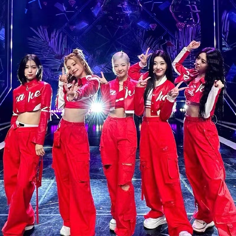 Itzy ジャズダンス衣装スーツ Kpop パフォーマンスコスチューム女性用モダンファッション若々しい活力