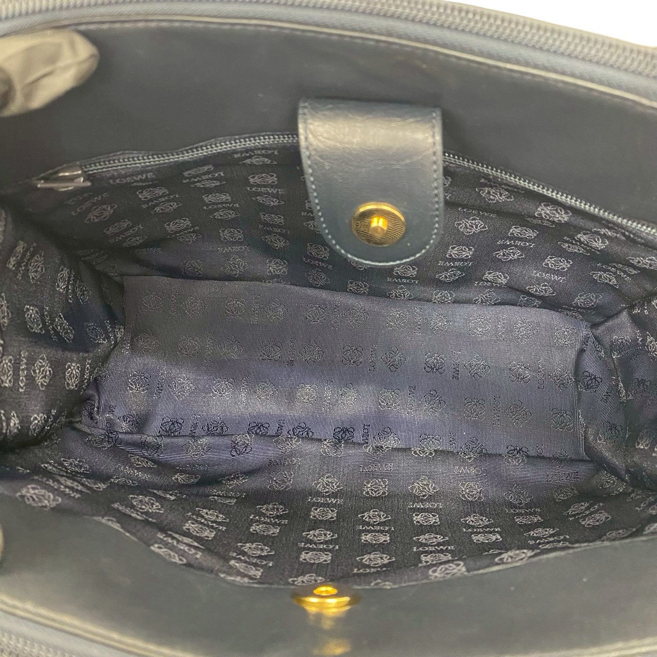 ヴィンテージ アナグラム ロゴハンドバッグ レザー ネイビー 18246