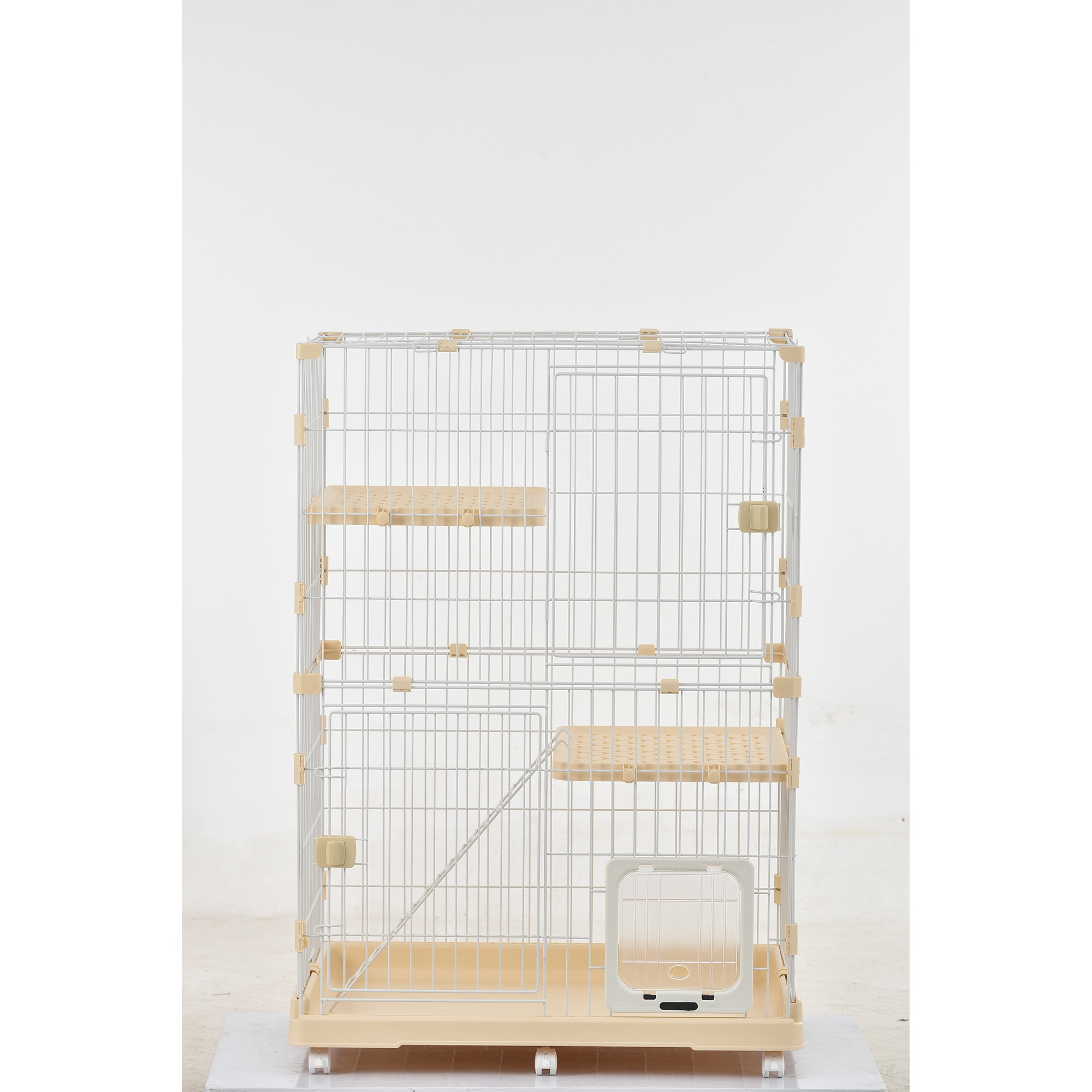 【安心保証】猫 ケージ 収納型 キャットケージ 2段 1段2段可能 キャスター付 キャットハウス 【ベージュ】 【安心保証】猫 ケージ 収納型 キャットケージ 2段 1段2段可能 キャスター付 キャットハウス 【ベージュ】