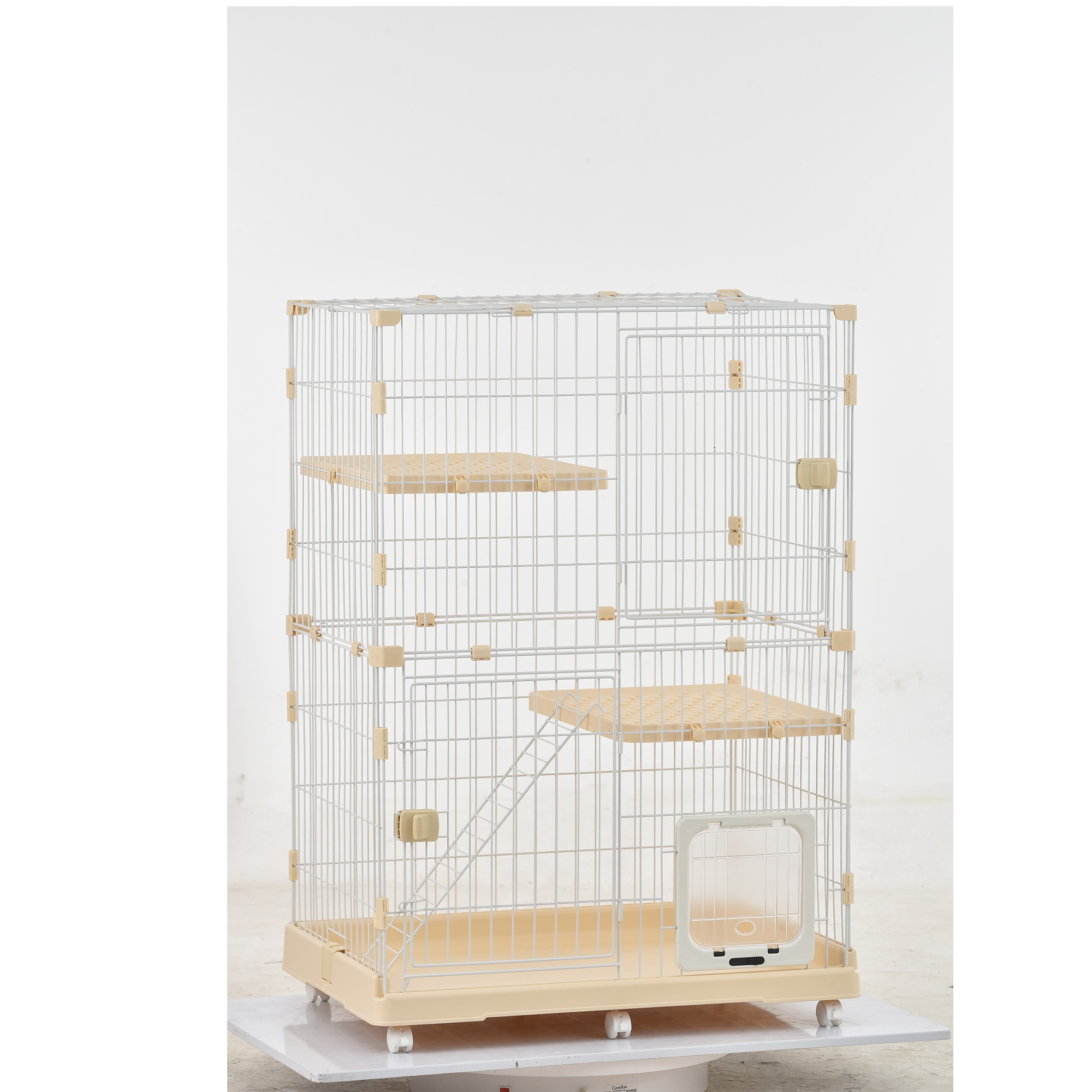 【安心保証】猫 ケージ 収納型 キャットケージ 2段 1段2段可能 キャスター付 キャットハウス 【ベージュ】 【安心保証】猫 ケージ 収納型 キャットケージ 2段 1段2段可能 キャスター付 キャットハウス 【ベージュ】