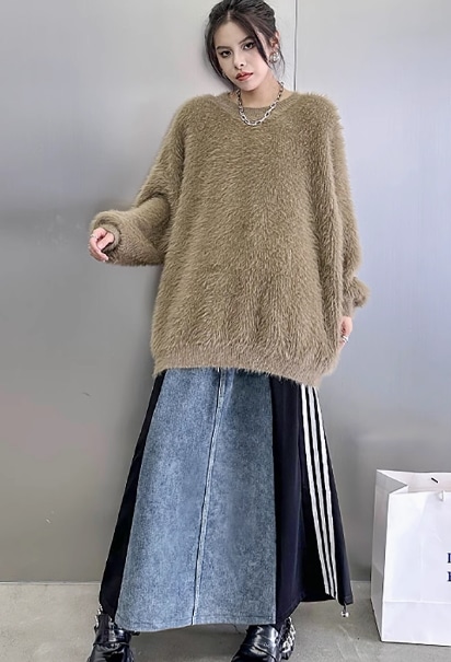 スカート 2024 香港スタイル ニッチ デニム スプライシングスカート aラインスカート スカート 2024 香港スタイル ニッチ デニム スプライシングスカート aラインスカート