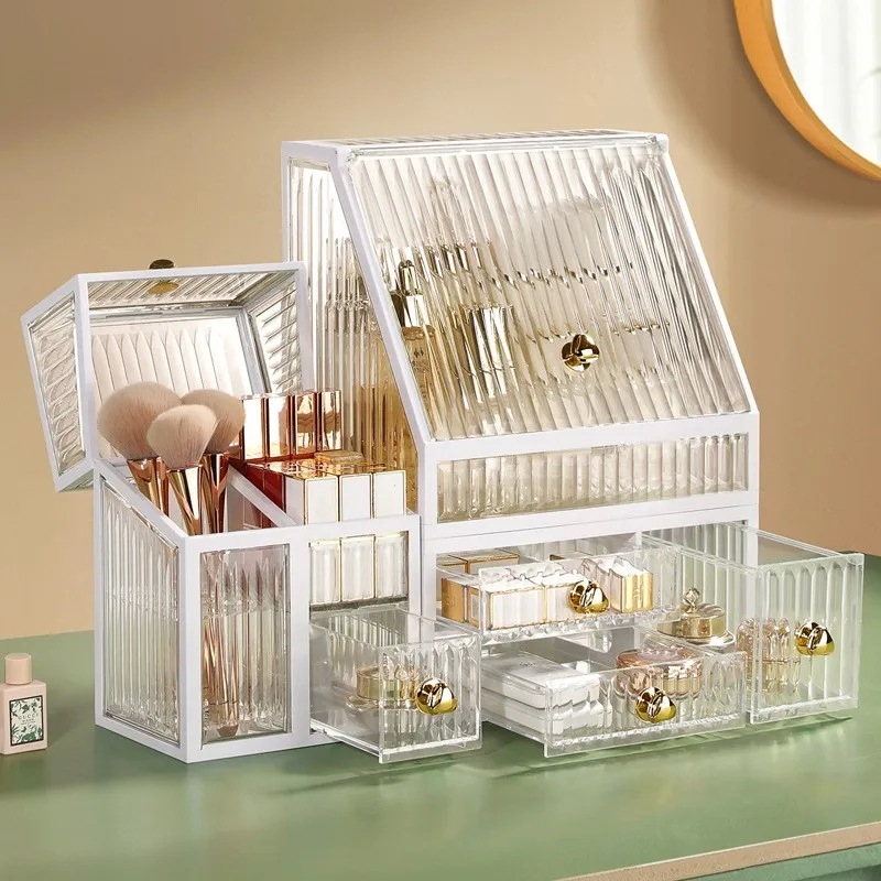 大容量メイクアップオーガナイザーボックス,アクリル化粧ジュエリー,口紅,ブラシ収納ホルダー,スキンケア,イヤリング,時計,家庭用ラック
