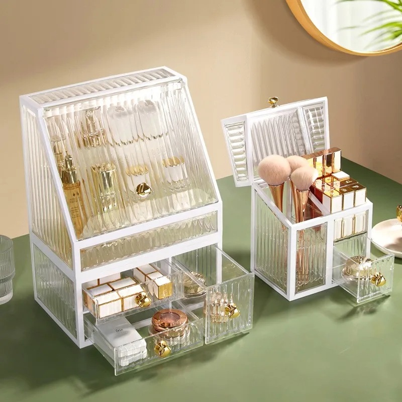 大容量メイクアップオーガナイザーボックス,アクリル化粧ジュエリー,口紅,ブラシ収納ホルダー,スキンケア,イヤリング,時計,家庭用ラック