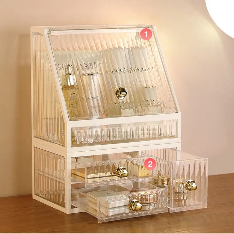 大容量メイクアップオーガナイザーボックス,アクリル化粧ジュエリー,口紅,ブラシ収納ホルダー,スキンケア,イヤリング,時計,家庭用ラック
