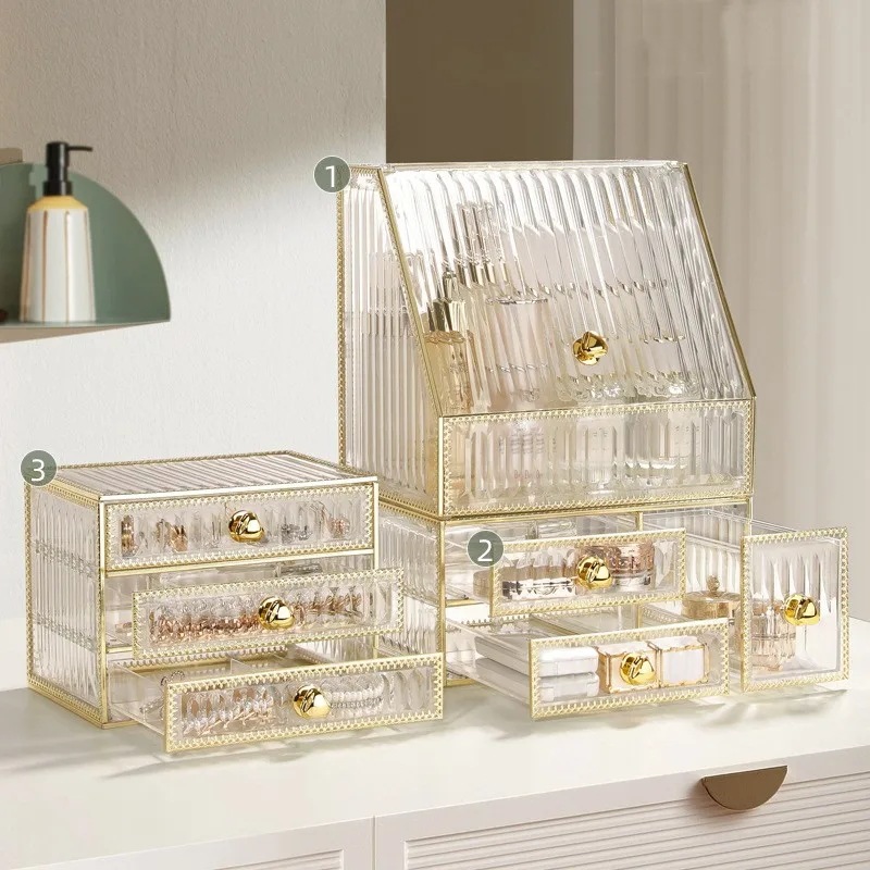 大容量メイクアップオーガナイザーボックス,アクリル化粧ジュエリー,口紅,ブラシ収納ホルダー,スキンケア,イヤリング,時計,家庭用ラック