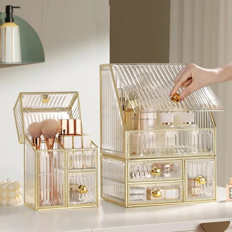 大容量メイクアップオーガナイザーボックス,アクリル化粧ジュエリー,口紅,ブラシ収納ホルダー,スキンケア,イヤリング,時計,家庭用ラック
