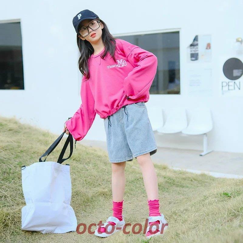 韓国 子供服 セットアップ ジャージ キッズ ダンス衣装 女子 上下 長袖 ハーフパンツ 夏 2点セット ダボダボ ゆったり スポーツウェア レッスン着 練習着 運動