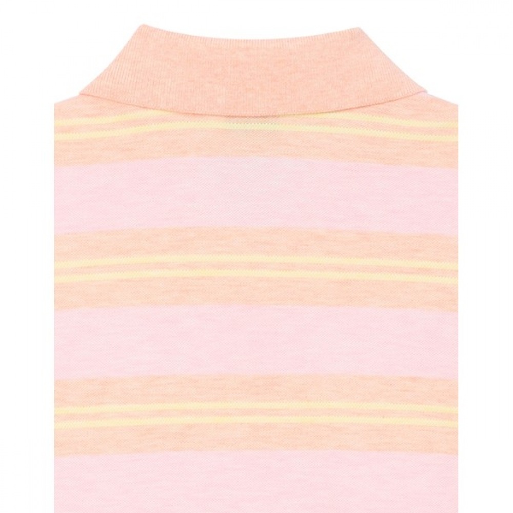 (ヘッジズレディース) 24SS ピンクストライプコットンショートスリーブカラー T シャツ HSTS4B401P1