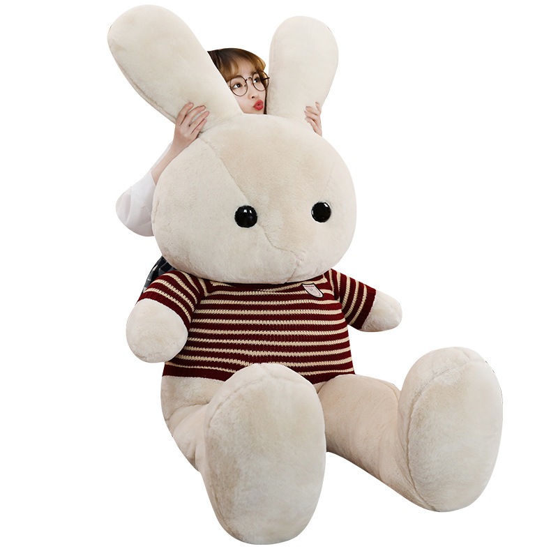 大きなストライプのセーターウサギのぬいぐるみ人形カップルウサギの布人形ガールフレンドへの誕生日プレゼント 大きなストライプのセーターウサギのぬいぐるみ人形カップルウサギの布人形ガールフレンドへの誕生日プレゼント