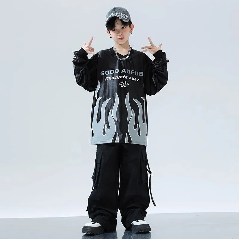 子供の街のダンスのヒップホップのダンスのhiphopの出演服の子供の秋の揚げ街のクールでかっこいいです