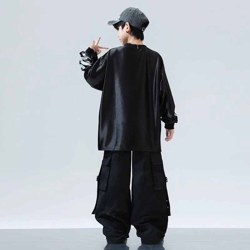 子供の街のダンスのヒップホップのダンスのhiphopの出演服の子供の秋の揚げ街のクールでかっこいいです