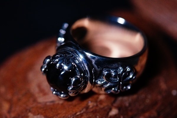 ブラッククオーツ&ダブルフレア シルバーリング ブラッククオーツ&ダブルフレア シルバーリング