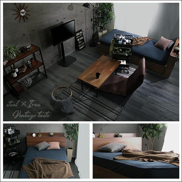 Qoo10] 棚・収納付きヴィンテージチェストベッド