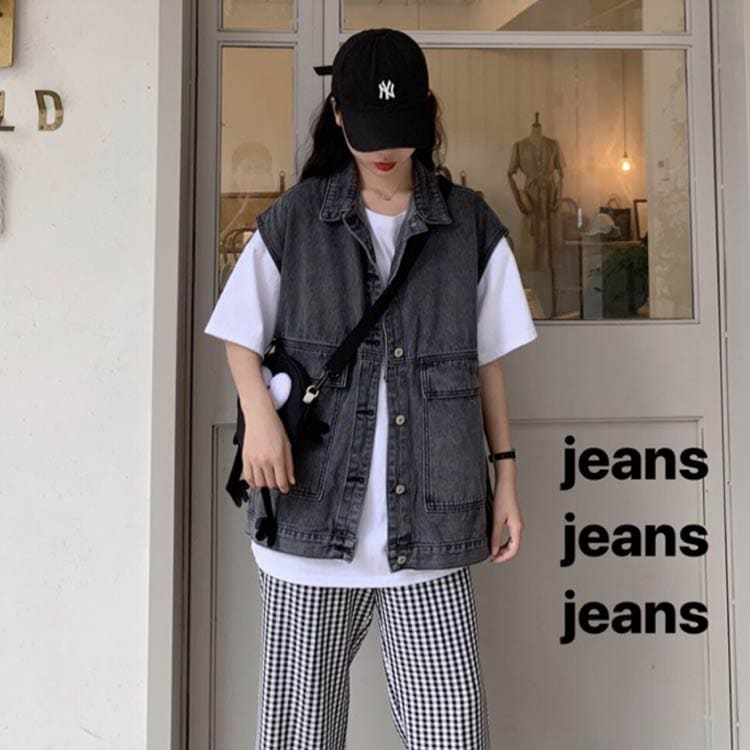オーバーサイズ デニムベスト ベスト カジュアルジャケット デニムジャケット Gジャン アメカジ ノースリーブ トップス 前開き ロング丈 レディース ブルー ブラック 体型カ オーバーサイズ デニムベスト ベスト カジュアルジャケット デニムジャケット Gジャン アメカジ ノースリーブ トップス 前開き ロング丈 レディース ブルー ブラック 体型カ
