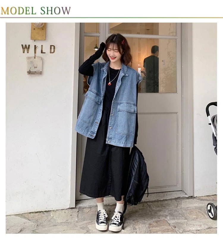 オーバーサイズ デニムベスト ベスト カジュアルジャケット デニムジャケット Gジャン アメカジ ノースリーブ トップス 前開き ロング丈 レディース ブルー ブラック 体型カ オーバーサイズ デニムベスト ベスト カジュアルジャケット デニムジャケット Gジャン アメカジ ノースリーブ トップス 前開き ロング丈 レディース ブルー ブラック 体型カ