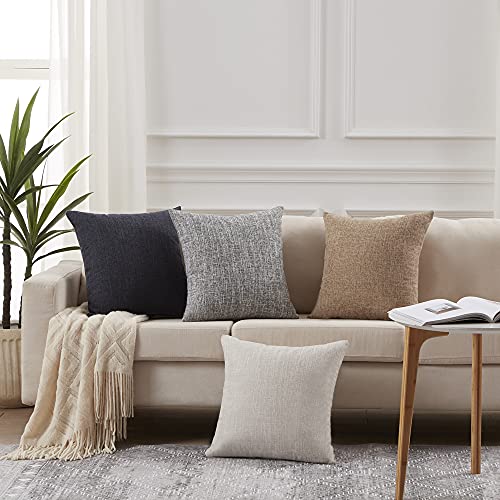 CUTEWIND 座布団カバー 55x59cm 5枚セット ざぶとんかばー おしゃれ 銘仙判 北欧 リネン風 シンプル 和室 クッションカバー グレー