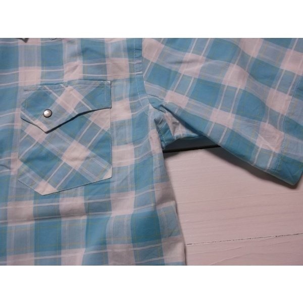 ボーイズサイズ 半袖 ウエスタンシャツ ブルー boys PR2-123