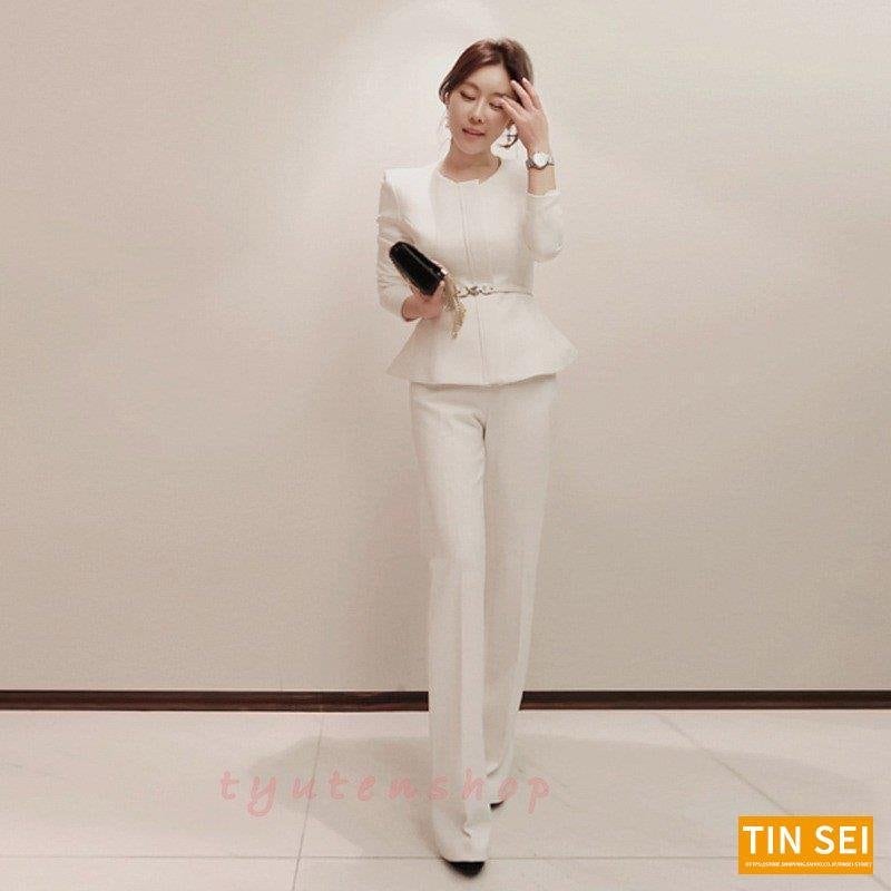 パンツスーツ レディース ビジネスフォーマルスーツ黒 韓国風テーラードジャケット スーツ 白セレモニースーツ 制服入園式 入学式 卒業式 通勤 OL 発表会