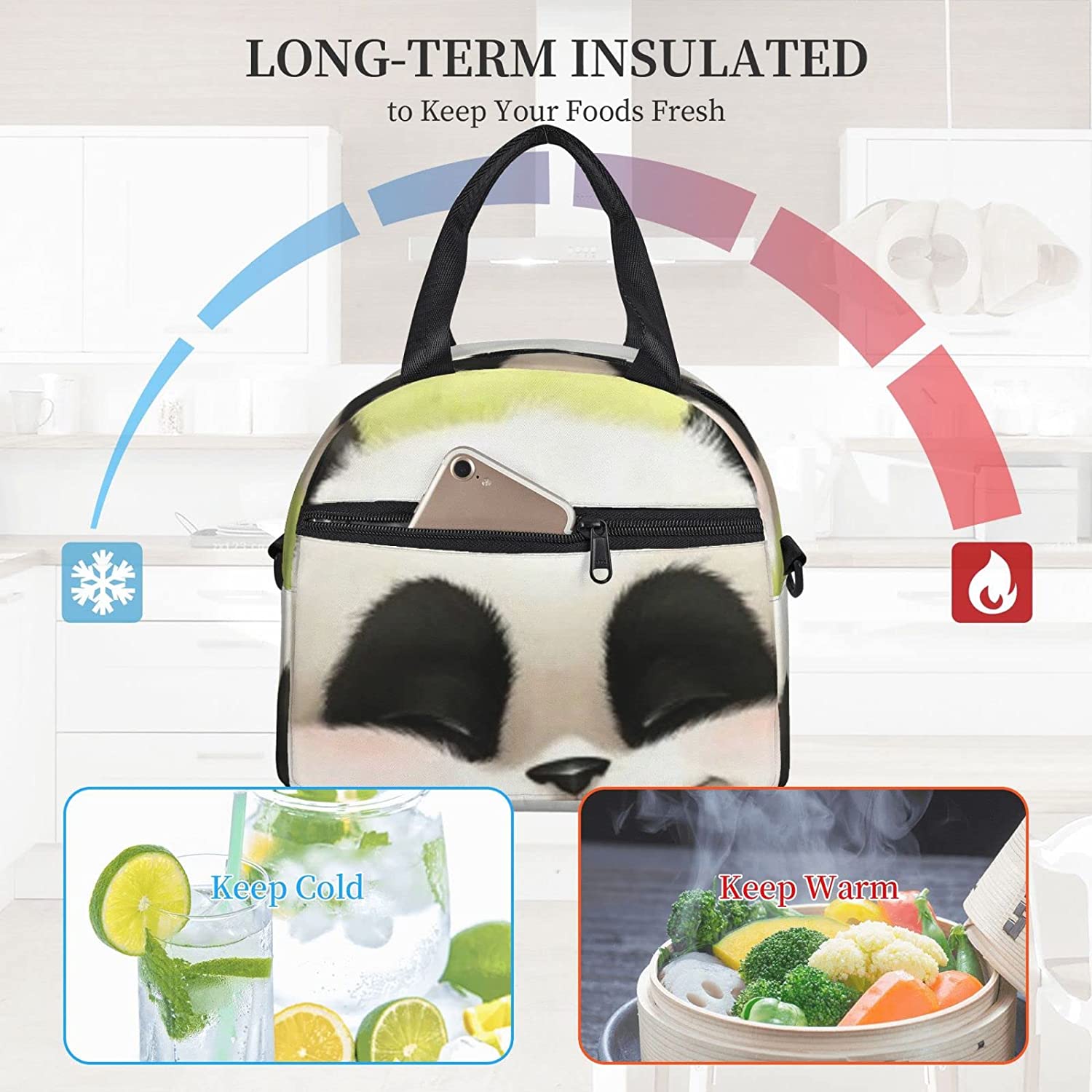 女性男性用断熱ランチバッグかわいいパンダランチボックス学校の仕事場用の漏れ防止ランチクーラーピクニッ 母の日-0009455 女性男性用断熱ランチバッグかわいいパンダランチボックス学校の仕事場用の漏れ防止ランチクーラーピクニッ 母の日-0009455