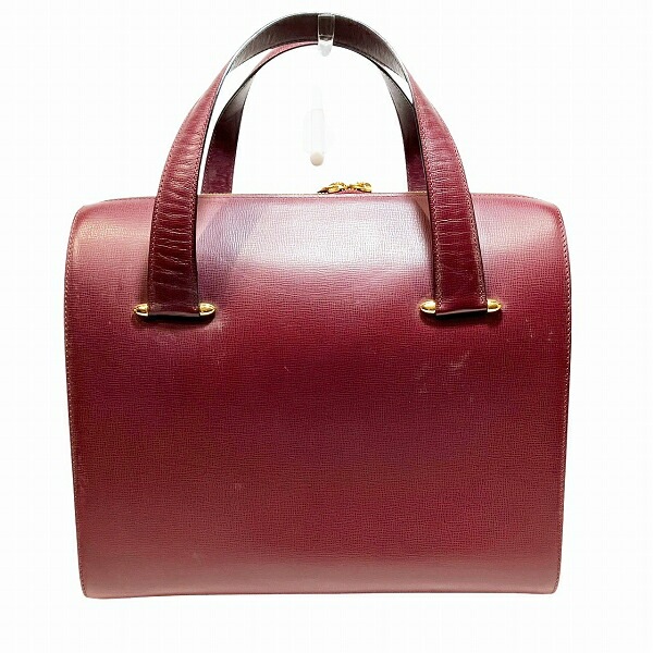 ボルドーレザー ハンドバッグ BREE ボルドー×ブルー レザー