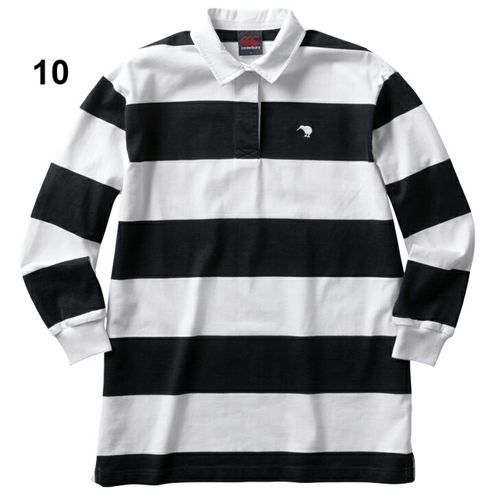 ロング丈 長袖シャツ ラガースタイル レディース カンタベリー canterbury ロングスリーブ チュニック ラグビージャージ/ボーダー柄 襟付き トップス /WA40101