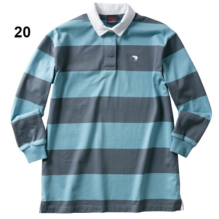 ロング丈 長袖シャツ ラガースタイル レディース カンタベリー canterbury ロングスリーブ チュニック ラグビージャージ/ボーダー柄 襟付き トップス /WA40101